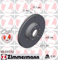 ZIMMERMANN Stabdžių diskas SPORT BRAKE DISC Z 100.3317.52