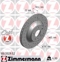 ZIMMERMANN Stabdžių diskas SPORT BRAKE DISC Z 100.3329.52