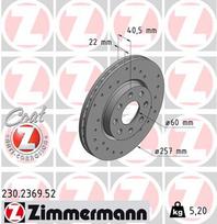 ZIMMERMANN Stabdžių diskas SPORT BRAKE DISC Z 230.2369.52
