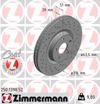 ZIMMERMANN Stabdžių diskas SPORT BRAKE DISC Z 250.1398.52