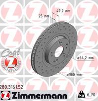 ZIMMERMANN Stabdžių diskas SPORT BRAKE DISC Z 280.3161.52