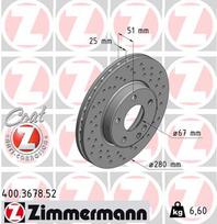 ZIMMERMANN Stabdžių diskas SPORT BRAKE DISC Z 400.3678.52