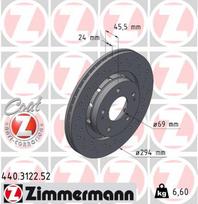 ZIMMERMANN Stabdžių diskas SPORT BRAKE DISC Z 440.3122.52