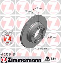 ZIMMERMANN Stabdžių diskas COAT Z 460.1524.20