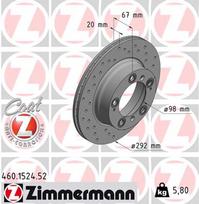 ZIMMERMANN Stabdžių diskas SPORT BRAKE DISC Z 460.1524.52