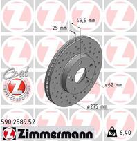 ZIMMERMANN Stabdžių diskas SPORT BRAKE DISC Z 590.2589.52