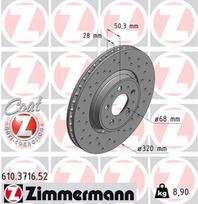 ZIMMERMANN Stabdžių diskas SPORT BRAKE DISC Z 610.3716.52