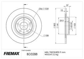FREMAX Stabdžių diskas Brake rotor BD-3288