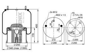 PHOENIX Pneumatinės pakabos pagalvė 1 D 28 B-11