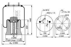 PHOENIX Pneumatinės pakabos pagalvė 1 DK 22 E-14