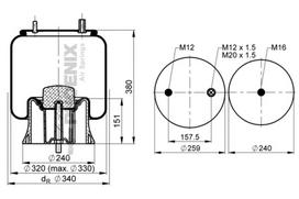 PHOENIX Pneumatinės pakabos pagalvė 1 DK 22 E-16