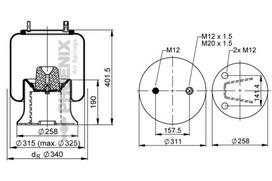 PHOENIX Pneumatinės pakabos pagalvė 1 DK 23 L-25