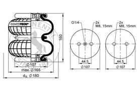 CONTITECH AIR SPRING Pneumatinės pakabos pagalvė FD 70-13 1/4 M8