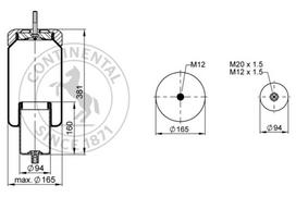 CONTITECH AIR SPRING Pneumatinės pakabos pagalvė SZ 130-25 P04