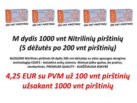 BLOSSOM Nitrilinės pirštinės M dydis po 4,25 EUR už 100 vnt pirštinių užsakant 1000 vnt pirštinių ( 5 dėžutės po 200 vnt pirštinių) su odos apsaugos dengimo technologija COATS - koloidine avižų sistema. Melsvai pilka spalva