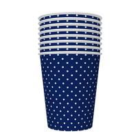 Vienkartiniai popieriniai puodeliai ILAJA, t. mėlynos sp., 250 ml, 8 vnt