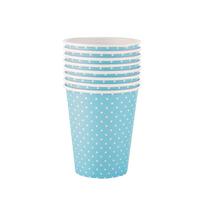 Vienkartiniai popieriniai puodeliai ILAJA, mėlynos sp., 250 ml, 8 vnt