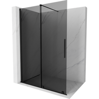 Mexen Velar stiklinė dušo sienelė Walk-in 140 x 200 cm, pilka 8 mm, juoda - 871-140-000-43-70