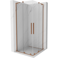 Mexen Velar L Dviguba stumdomo dušo kabina 80 x 80 cm, permatomas, šlifuotas varis - 871-080-080-02-03-65
