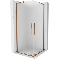 Mexen Velar L Duo stumdomų durų dušo kabina 90 x 90 cm, matinė, rožinis auksas - 871-090-090-02-33-60