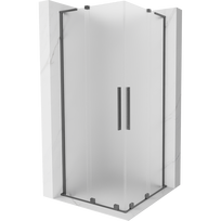 Mexen Velar L Dviguba dušo kabina su stumdomomis durimis 90 x 90 cm, matinė, ginklų metalo - 871-090-090-02-33-95