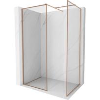 Mexen Kioto-F Įėjimo dušo kabina su rėmu 130 x 85 cm, permatoma 8 mm, šepečiu valoma varis - 800-130-202-04-65-085