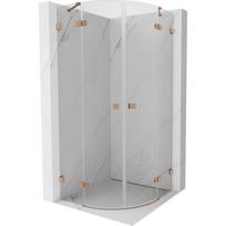 Mexen Lunar pusapvalė dušo kabina su atidaromomis durimis 90 x 90 cm, permatoma, šepečių vario spalva - 833-090L-090P-65-00