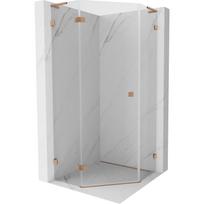 Mexen Lunar L penkiakampė dušo kabina, atidaroma kairysis, 90 x 90 cm, skaidrus, šlifuota varis - 831L-090L-090P-65-00-L