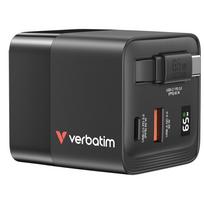 charger Verbatim Gan 65W 2xUSB-C PD, USB-A