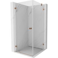 Mexen Lunar-B kairiamoji dušo kabina kairė 80 x 80 cm, permatoma, rausvo aukso - 832-080-080-60-00-L