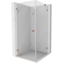 Mexen Lunar-B kairinė dušo kabina 80 x 80 cm, skaidri, šlifuotas varis - 832-080-080-65-00-L