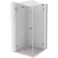 Mexen Lunar-F L sulankstoma dušo kabina kairė 90 x 90 cm, permatoma, šlifuotas varis - 836L-090-090-65-00-L