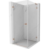 Mexen Lunar-B L kairinė dušo kabina 80 x 80 cm, skaidri, šlifuota varis - 832L-080-080-65-00-L