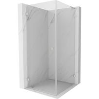 Mexen Lunar-B L kairioji dušo kabina, 80 x 80 cm, permatomas, šlifuotas nikelis - 832L-080-080-97-00-L
