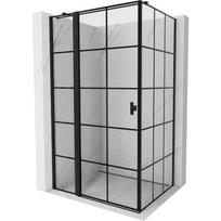 Mexen Mist T kairybinių durų kairioji dušo kabina 110 x 95 cm, juodas tinklelis, juoda - 8A4T-110-095-70-77-L
