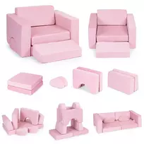 "Pasidaryk pats" modulinis vaikiškas fotelis 8 minkštos pagalvėlės sulankstomos - ECOTOYS rose