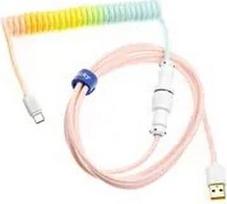 Ducky Premicord Cotton Candy Coiled Cable, USB Typ C auf Typ A - 1,8m