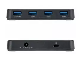 „STARTECH.COM 4 prievadų USB-A šakotuvas, 5Gbps, su savarankišku maitinimu, 2-in-1 USB-C ir USB-A pagrindinis kabelis, 1 BC 1.2 įkrovimo prievadas, įskaitant 24 W maitinimo adapterį“