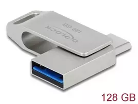 Delock USB 3.2 Gen 1 USB-C + Type-A atminties kortelė, 128GB – metalinis korpusas