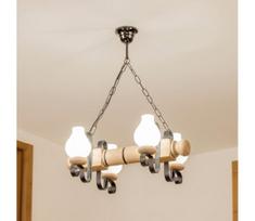 Brilagi - Pakabinama liustra RUSTIC ant grandinės 4xE14/40W/230V, ąžuolas