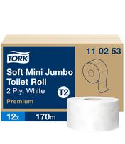 Tualetinis popierius TORK PREMIUM MINI JUMBO T2 110253, 2 sl., 9.7 cm x 170 m, balta sp.