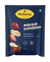 Greitai paruošiama avižinė košė  MALSENA, su braškių gabaliukais, 45 g