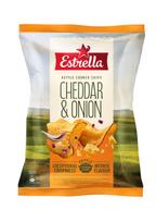 Bulvių traškučiai ESTRELLA KETTLE čederio ir raudonųjų svogūnų skonio, 120g