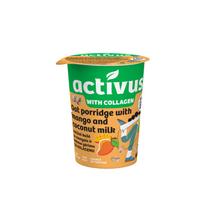 Greitai paruošiama avižinė košė ACTIVUS, su mangų ir kokoso gėrimu, indelyje, 60g.