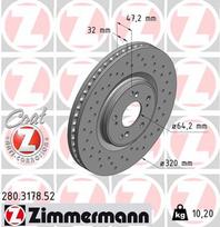 ZIMMERMANN Stabdžių diskas SPORT BRAKE DISC Z 280.3178.52