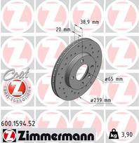 ZIMMERMANN Stabdžių diskas SPORT BRAKE DISC Z 600.1594.52