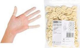HYGOSTAR Latex-Fingerlinge, puderfrei, weiß, L Länge: 70 mm, aus leichtem Latex, gerollt, textuierte - 1 Stück (26713)