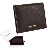 WINGS Moteriška odinė piniginė su RFID apsauga – maža juoda piniginė iš natūralios odos su 6 kortelių skyriais kompaktiška juoda piniginė kortelėms ir banknotams
