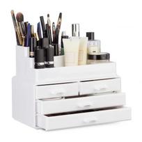 Makiažo organizatorius su stalčiais 19x23,5x14cm., baltos spalvos