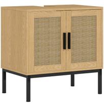 Vonios spintelė po praustuvu, rattan dizainas, kipso apsauga, 60x39x60 cm, ąžuolas